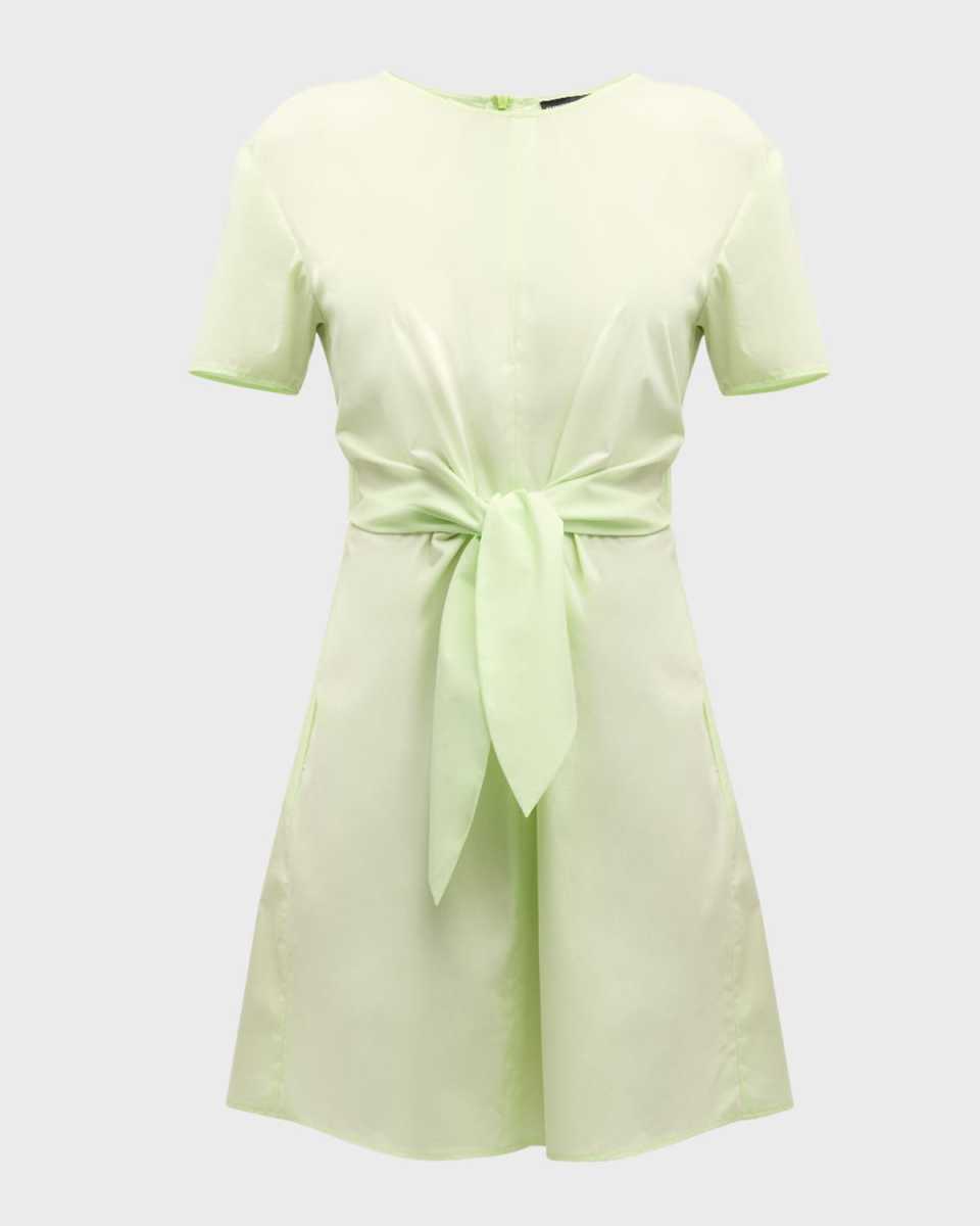 Tie-Waist Cutout Cotton Poplin Midi Dress